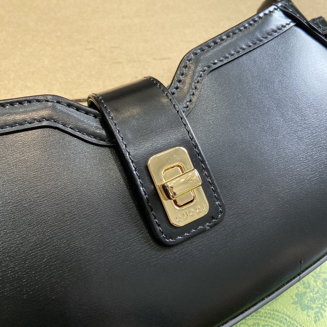 Gucci 786015 Moon Side Mini Shoulder Bag Black Leather