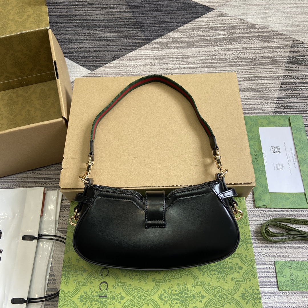 Gucci 786015 Moon Side Mini Shoulder Bag Black Leather