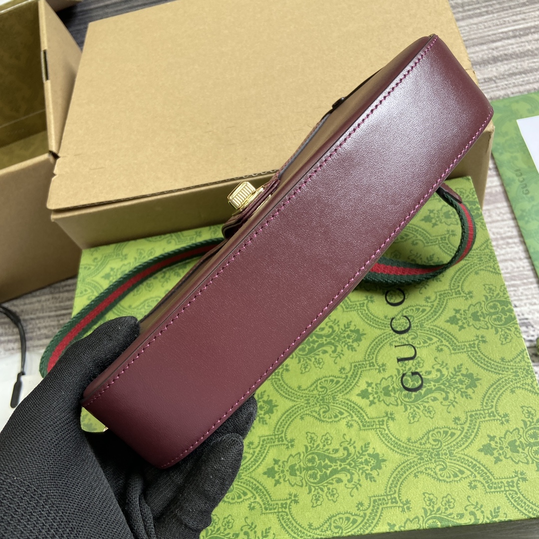 Gucci 786015 Moon Side Mini Shoulder Bag Dark Red Leather