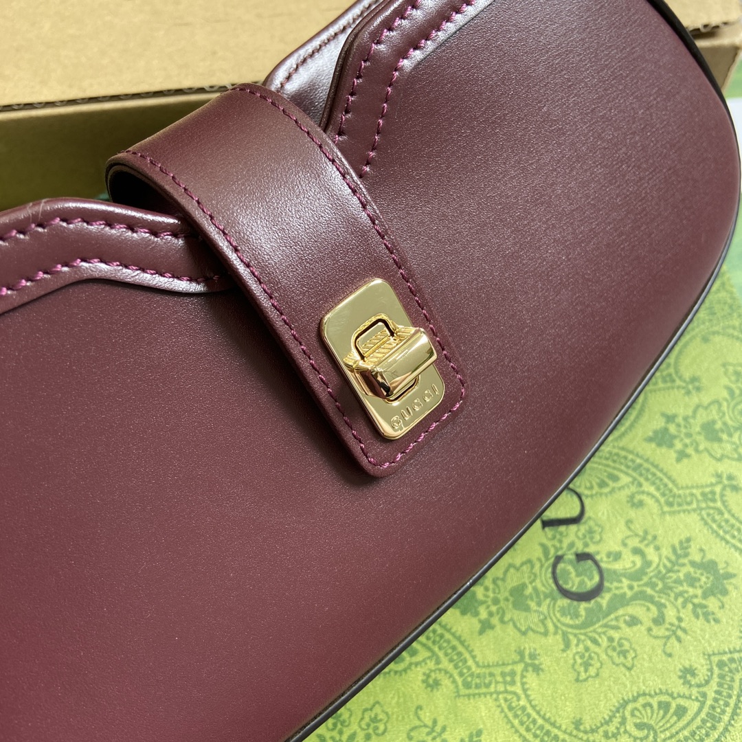 Gucci 786015 Moon Side Mini Shoulder Bag Dark Red Leather