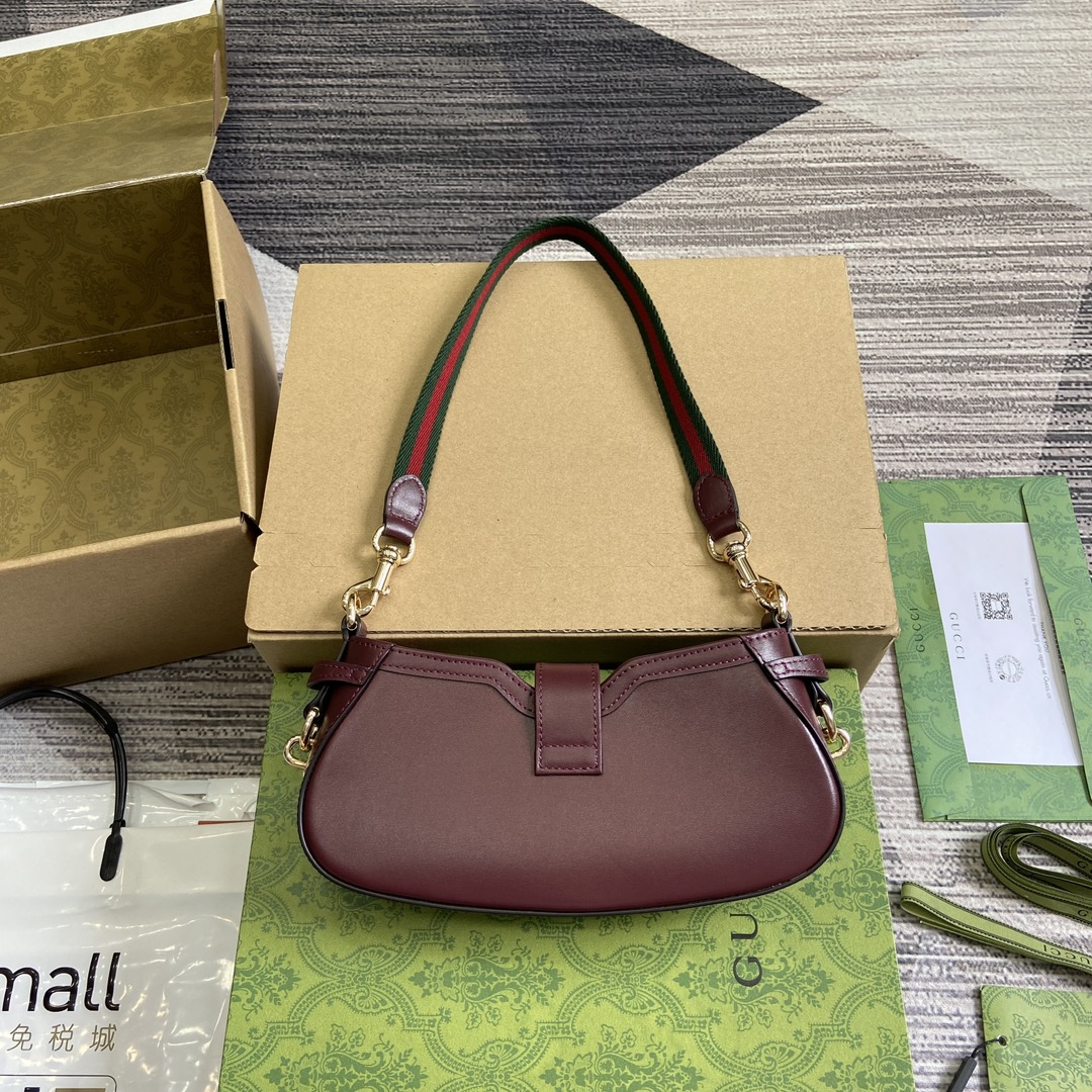 Gucci 786015 Moon Side Mini Shoulder Bag Dark Red Leather