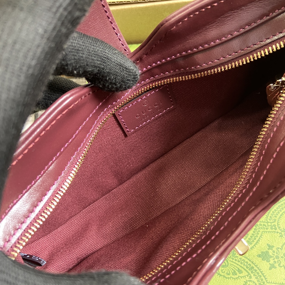 Gucci 786015 Moon Side Mini Shoulder Bag Dark Red Leather