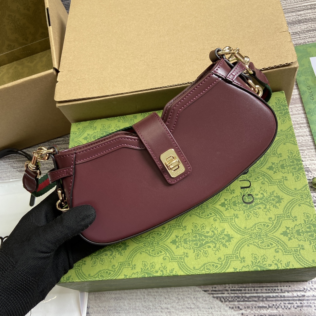Gucci 786015 Moon Side Mini Shoulder Bag Dark Red Leather