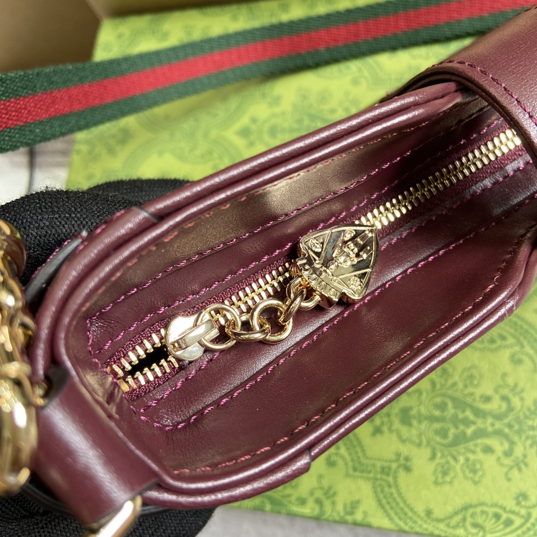 Gucci 786015 Moon Side Mini Shoulder Bag Dark Red Leather