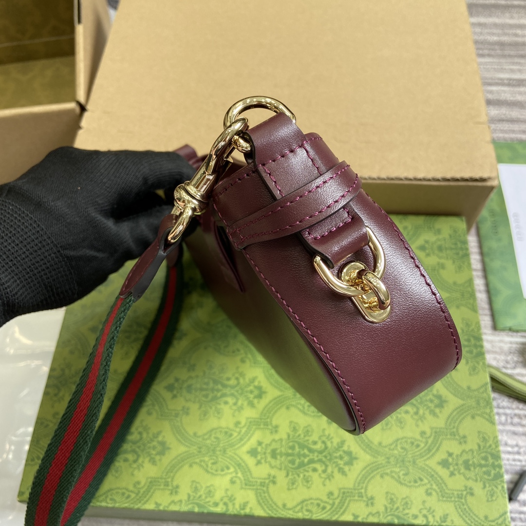 Gucci 786015 Moon Side Mini Shoulder Bag Dark Red Leather