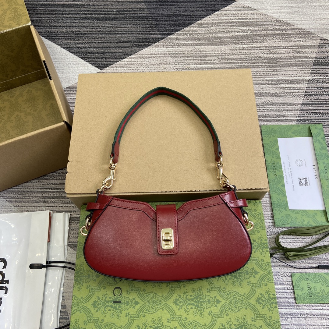 Gucci 786015 Moon Side Mini Shoulder Bag Red Leather