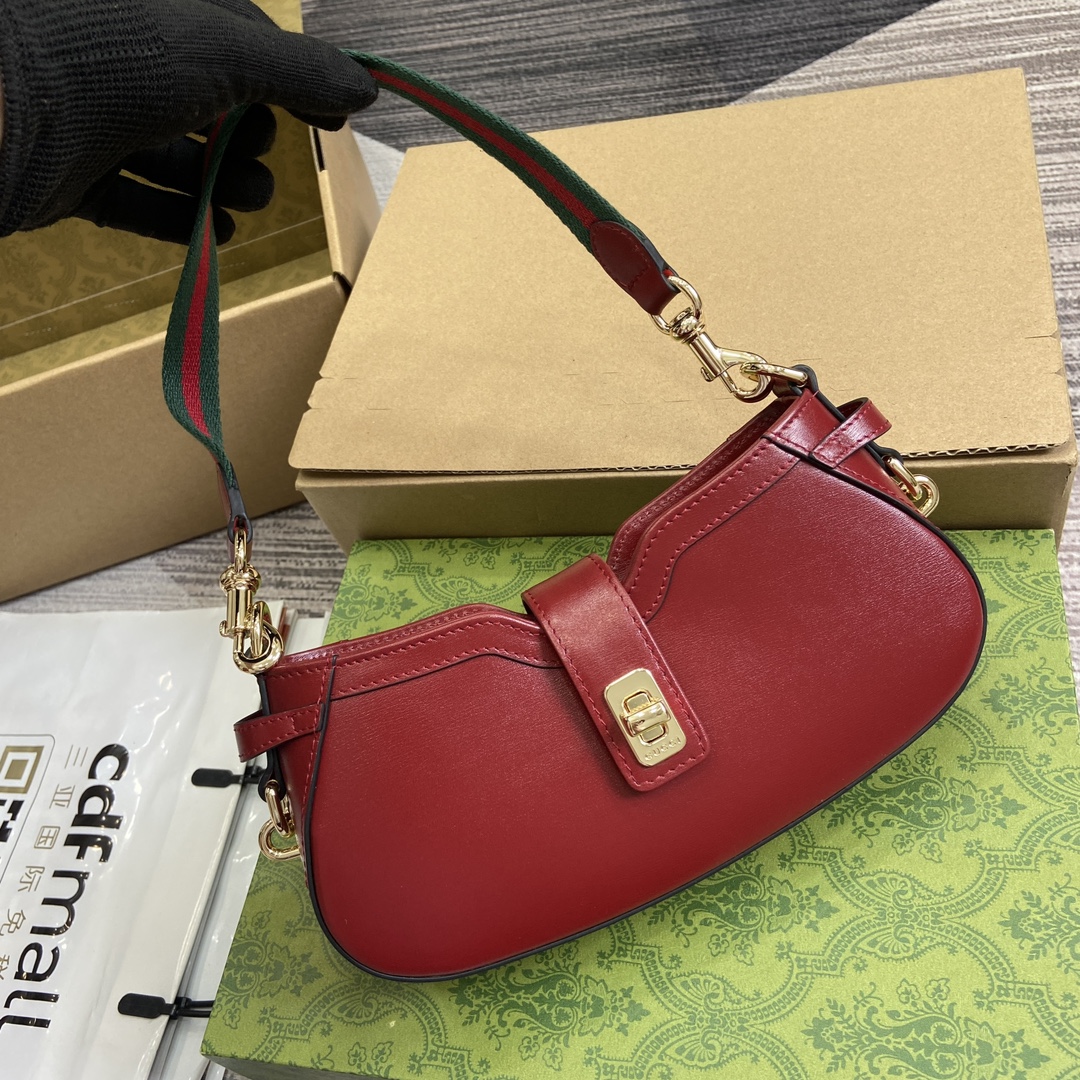 Gucci 786015 Moon Side Mini Shoulder Bag Red Leather