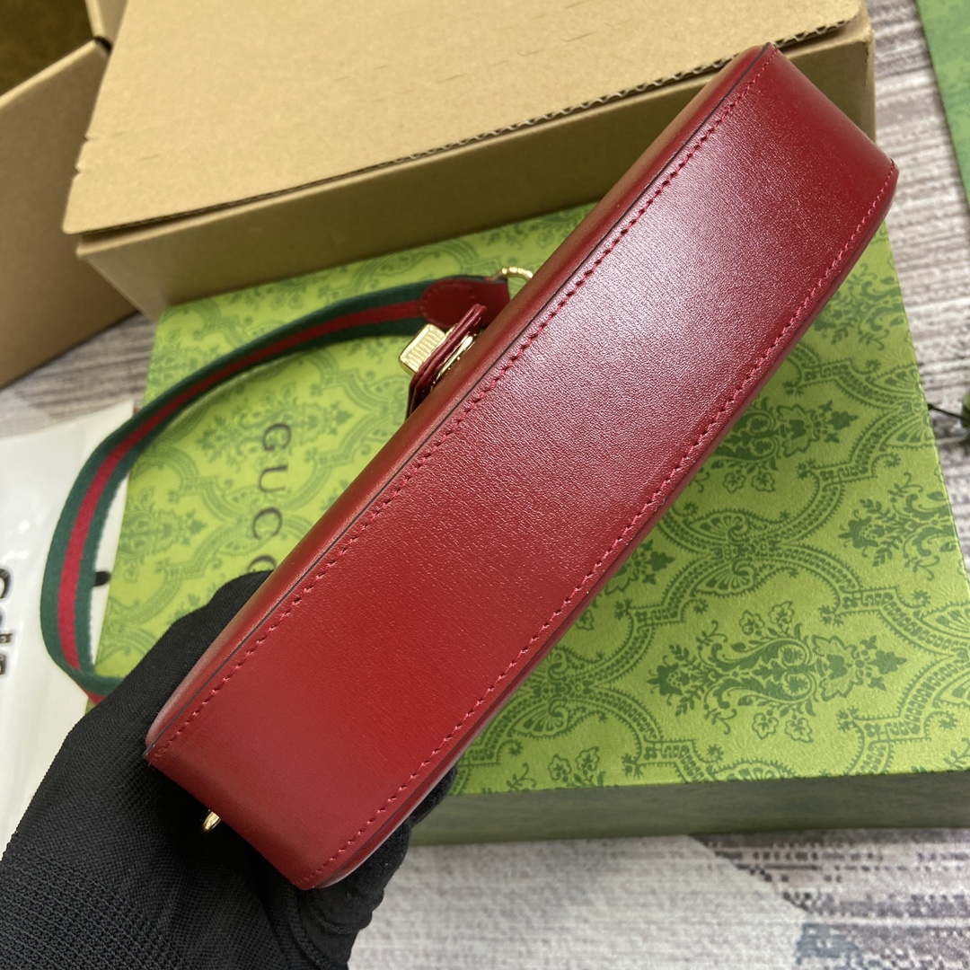 Gucci 786015 Moon Side Mini Shoulder Bag Red Leather