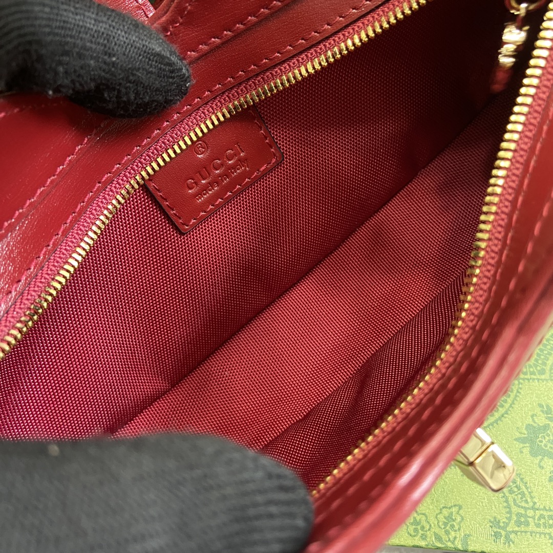 Gucci 786015 Moon Side Mini Shoulder Bag Red Leather