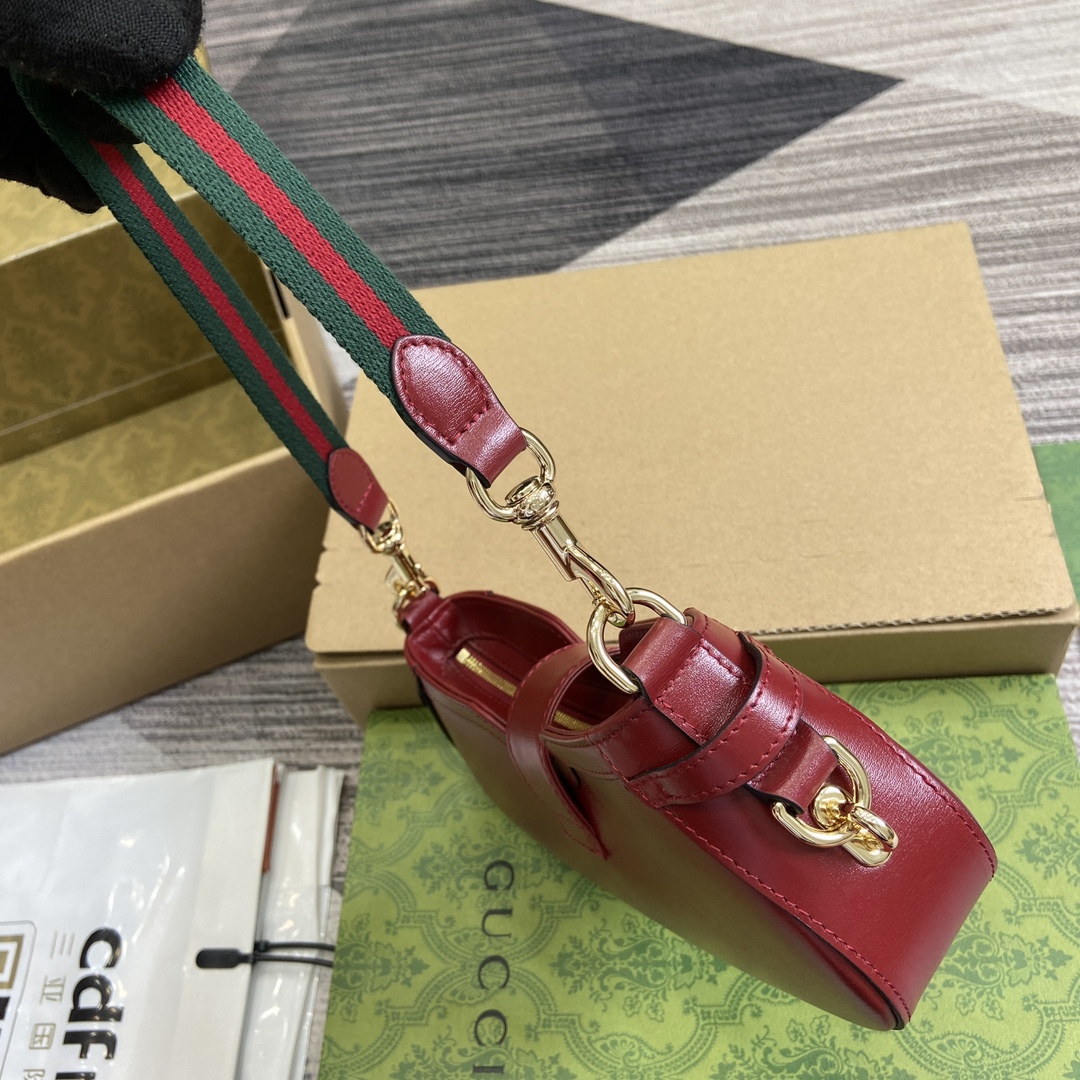 Gucci 786015 Moon Side Mini Shoulder Bag Red Leather