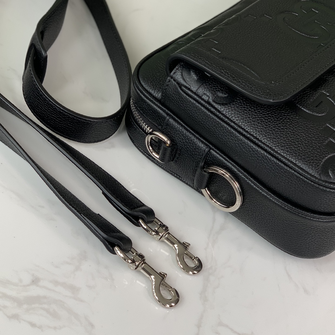 Gucci 794088 G Jumbo Small Crossbody Bag Black Jumbo GG Leather