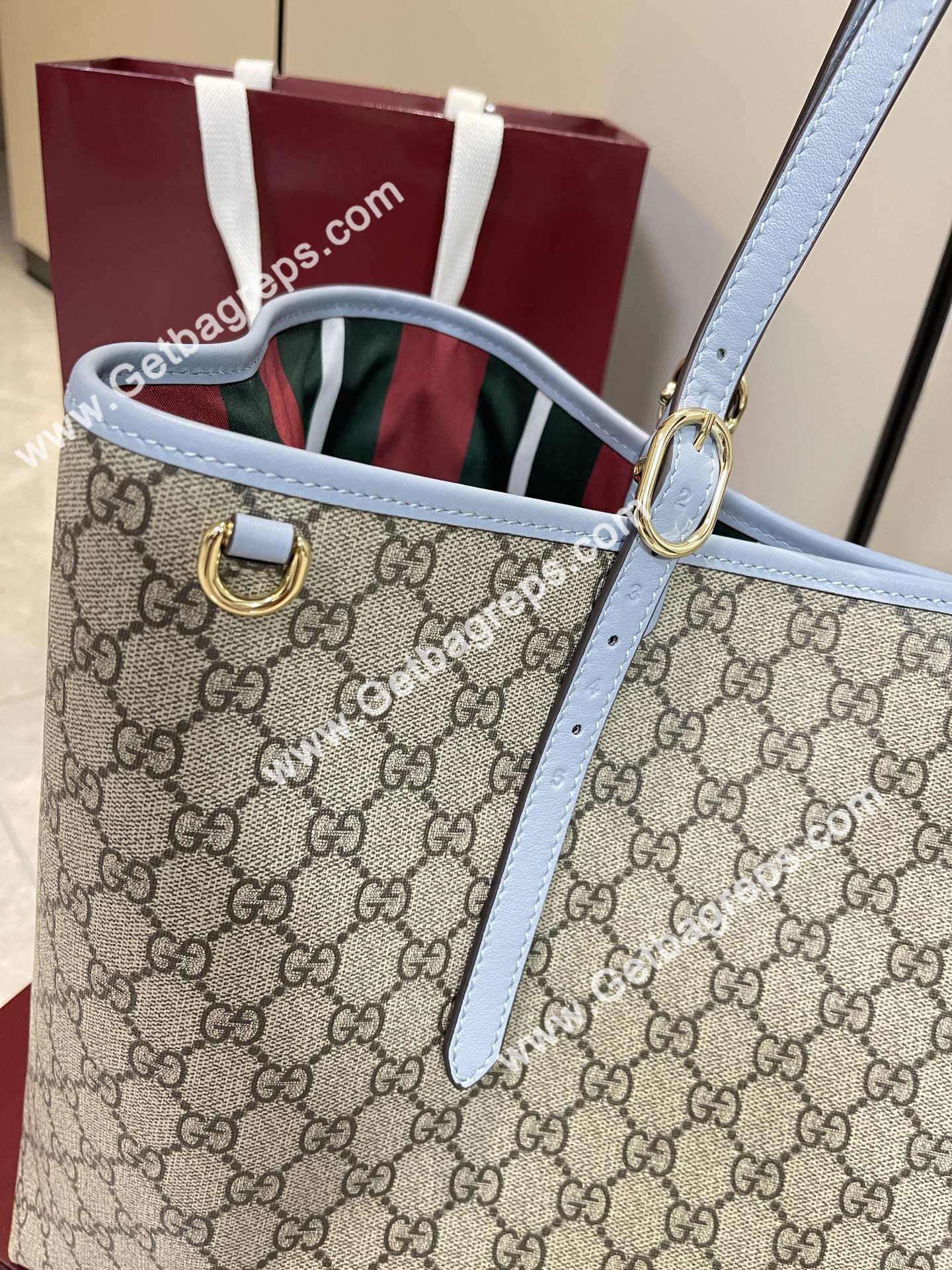 Gucci 815212 GG Emblem maxi tote bag Beige and dark brown