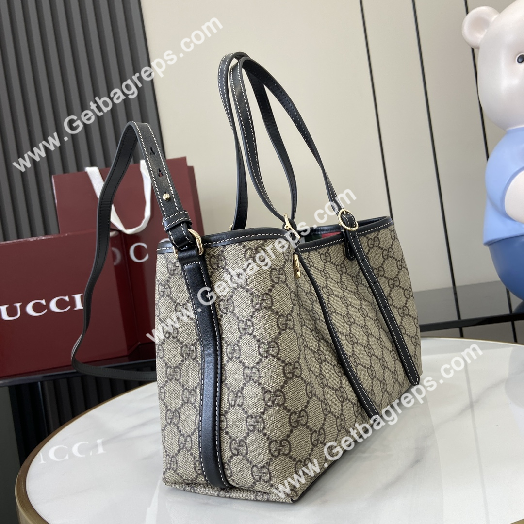 Gucci 815214 GG Emblem Small Tote Bag Beige and Black
