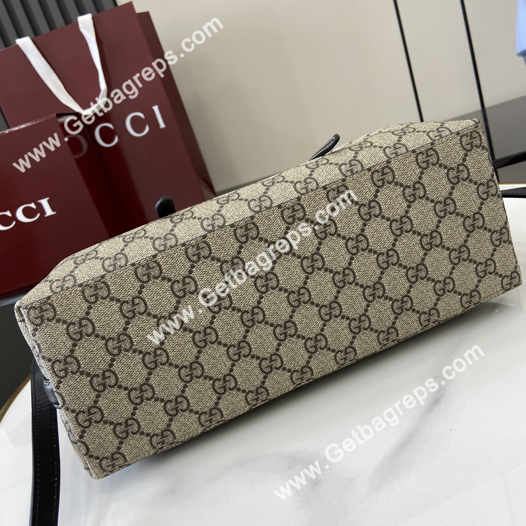 Gucci 815214 GG Emblem Small Tote Bag Beige and Black