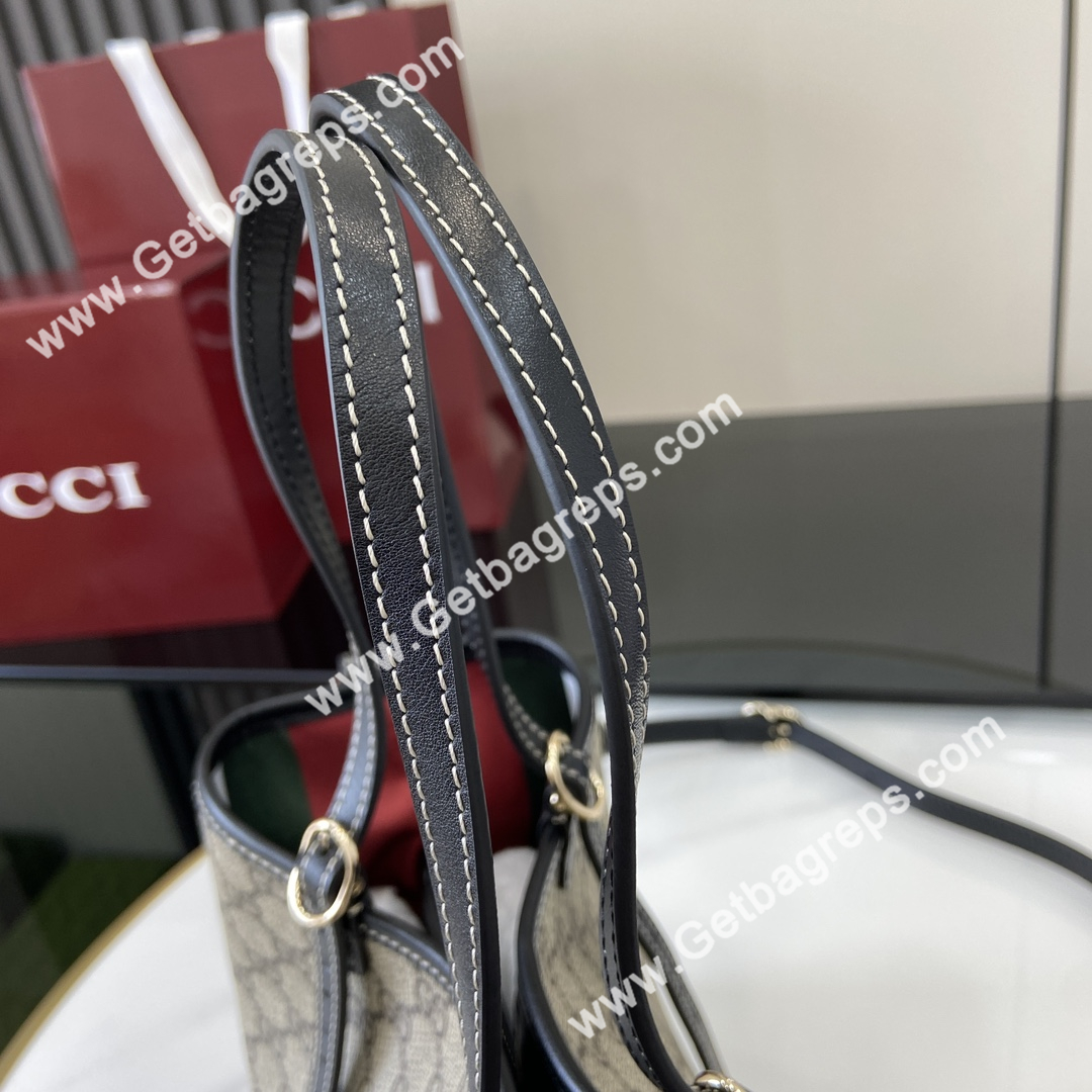 Gucci 815214 GG Emblem Small Tote Bag Beige and Black