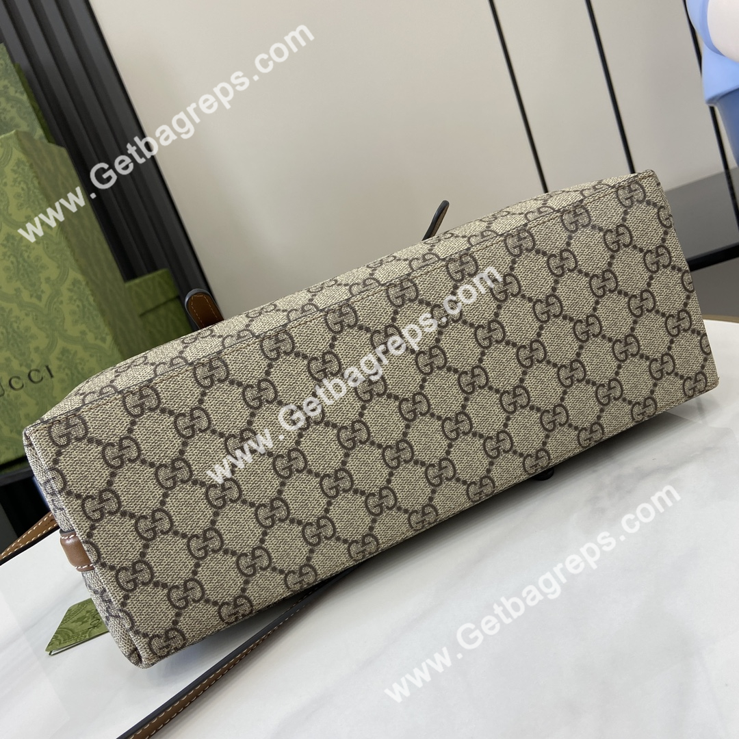 Gucci 815214 GG Emblem Small Tote Bag Beige and Brown