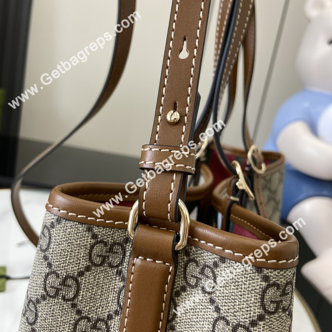 Gucci 815214 GG Emblem Small Tote Bag Beige and Brown