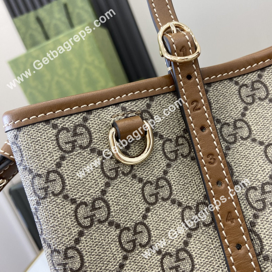 Gucci 815214 GG Emblem Small Tote Bag Beige and Brown