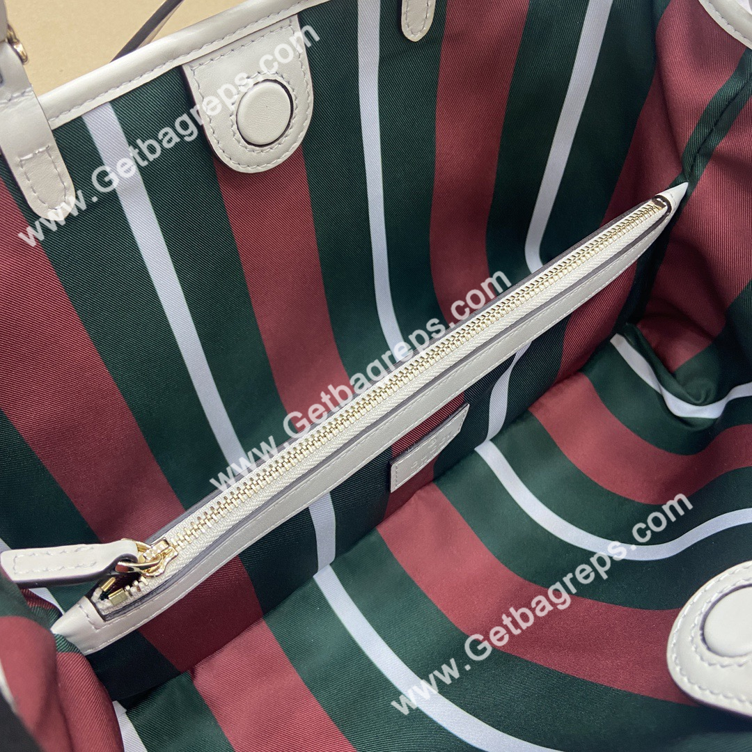 Gucci 815214 GG Emblem Small Tote Bag Beige and white new GG Monogram coated fabric