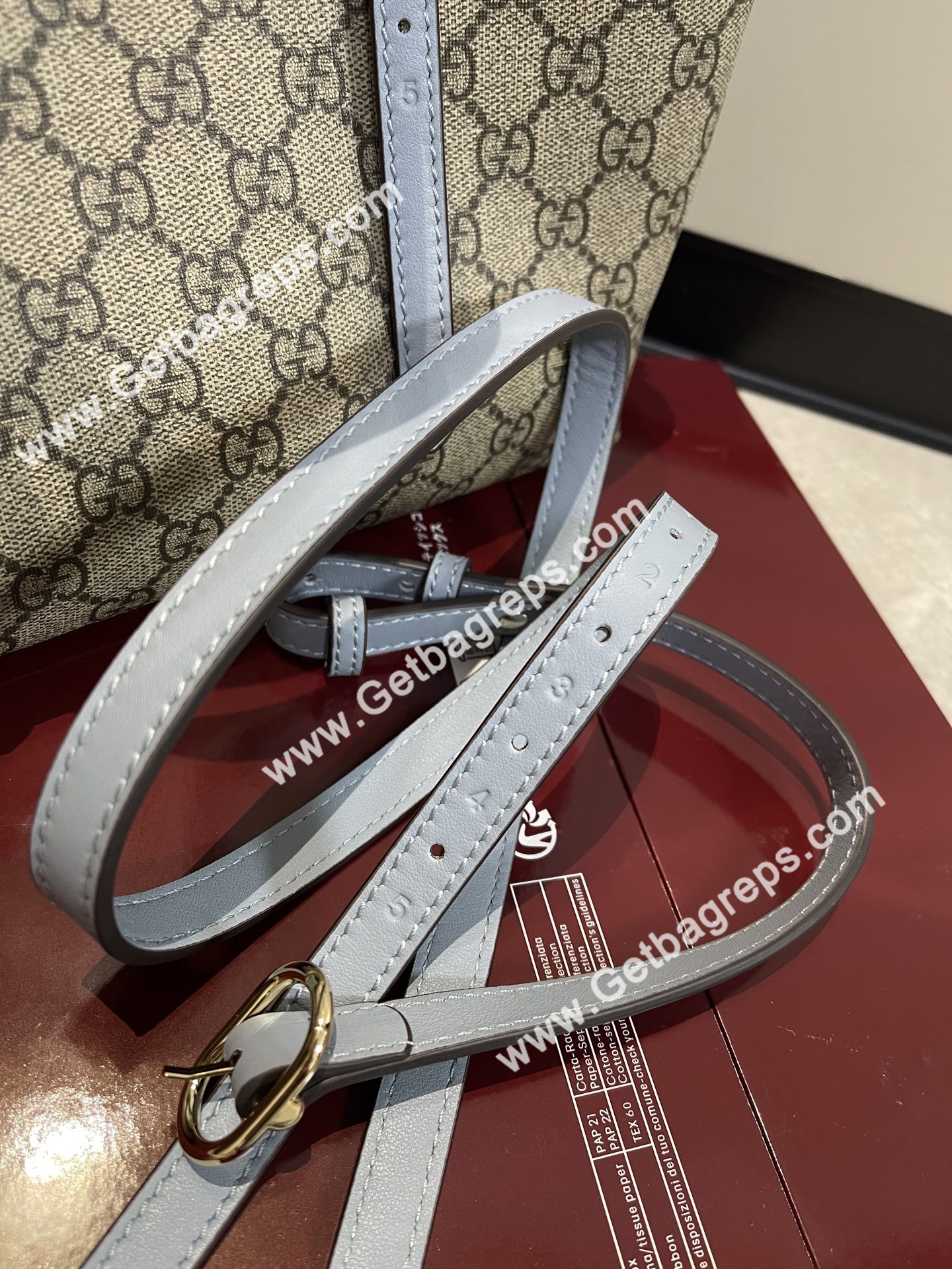 Gucci 815214 GG Emblem medium Tote Bag Beige and dark brown