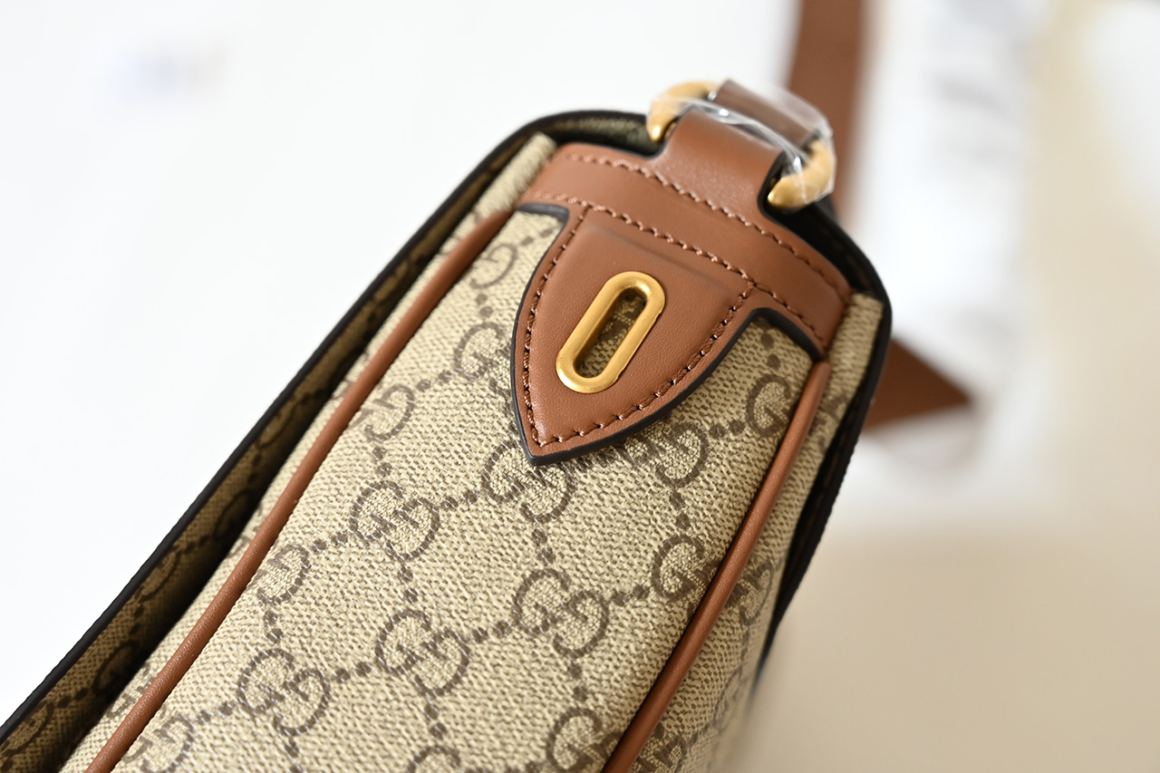 Gucci 821154 GG Emblem Medium Crossbody Bag Beige