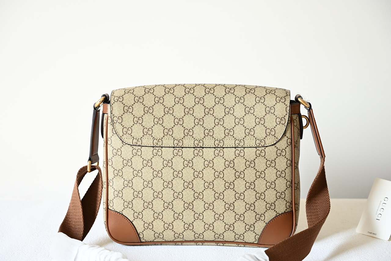 Gucci 821154 GG Emblem Medium Crossbody Bag Beige