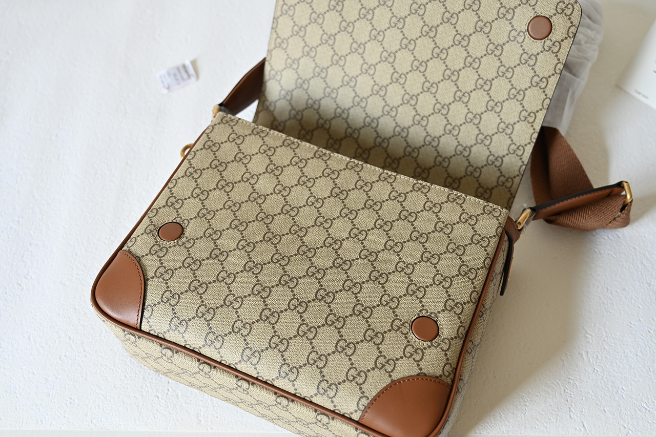 Gucci 821154 GG Emblem Medium Crossbody Bag Beige