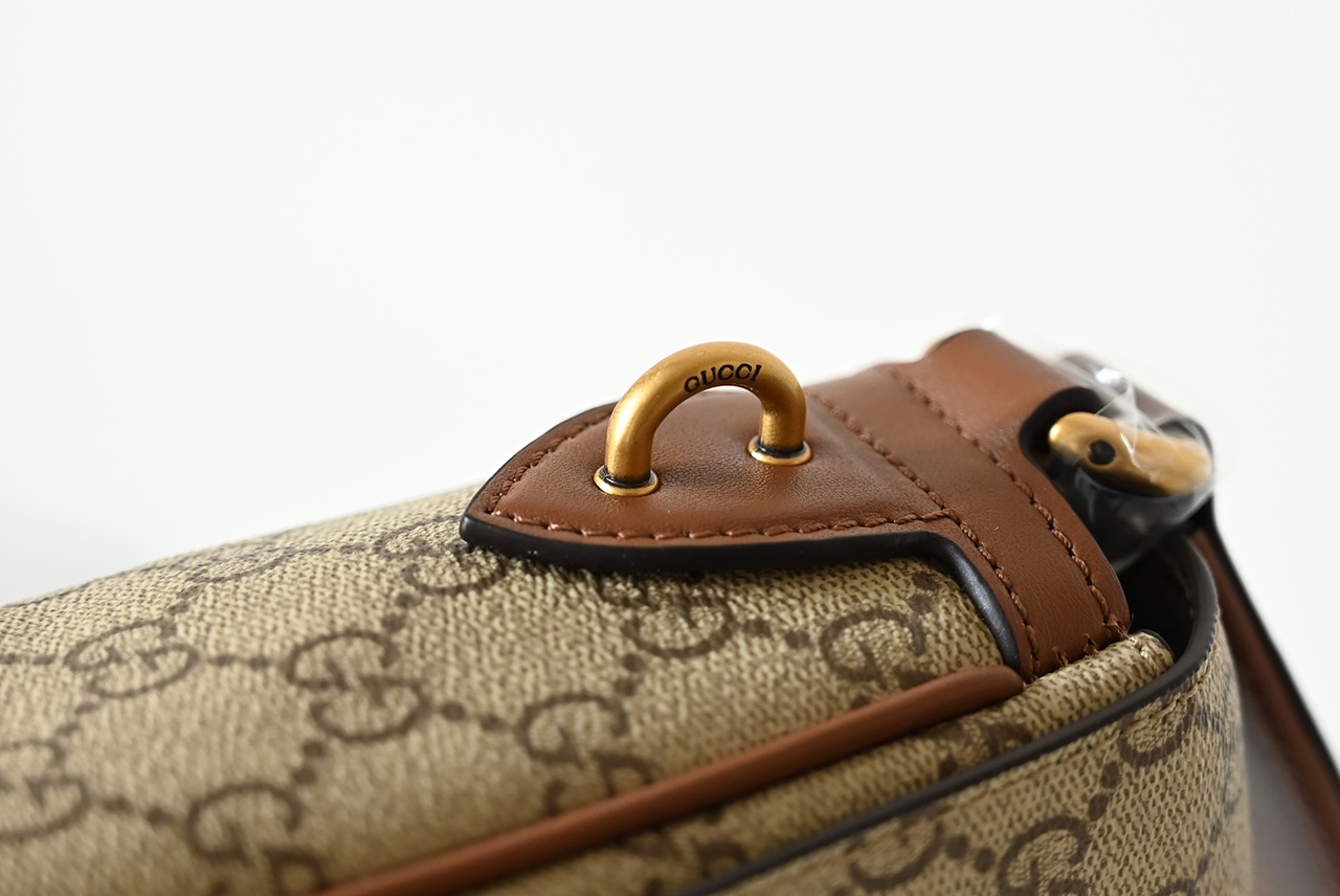 Gucci 821154 GG Emblem Medium Crossbody Bag Beige
