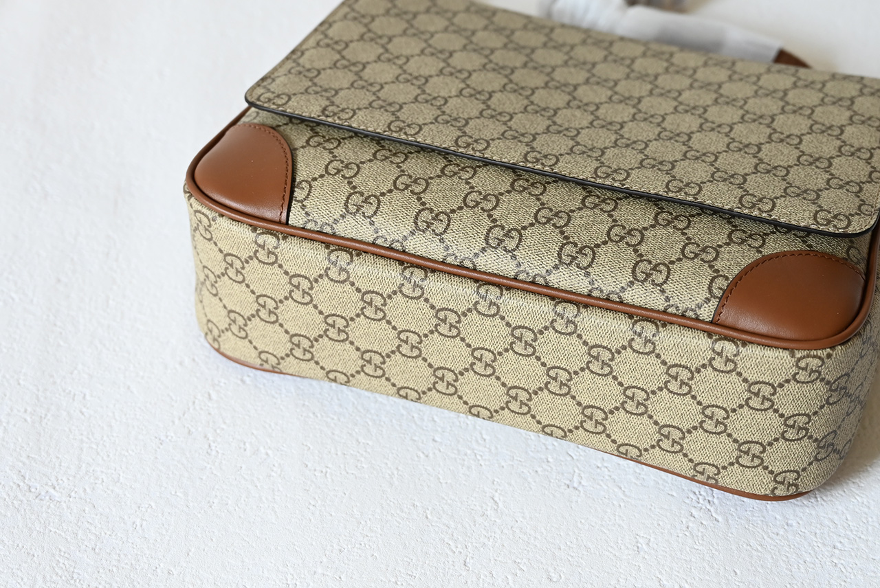 Gucci 821154 GG Emblem Medium Crossbody Bag Beige