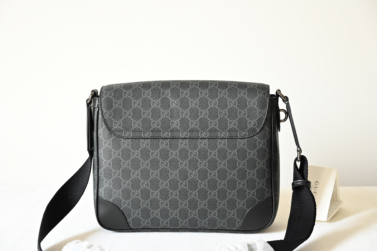Gucci 821154 GG Emblem Medium Crossbody Bag Black
