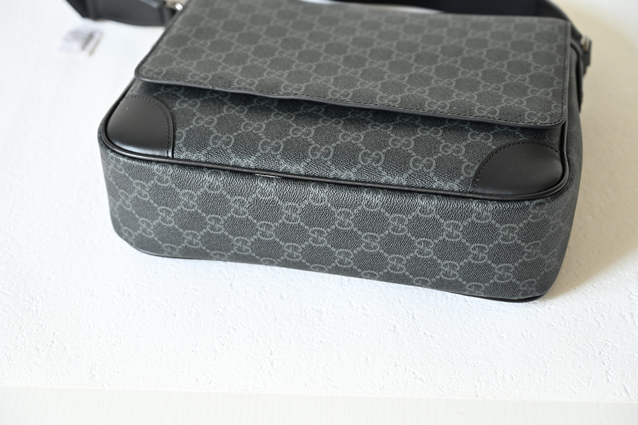 Gucci 821154 GG Emblem Medium Crossbody Bag Black