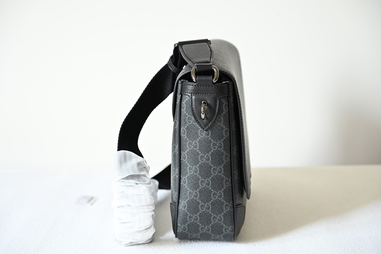 Gucci 821154 GG Emblem Medium Crossbody Bag Black