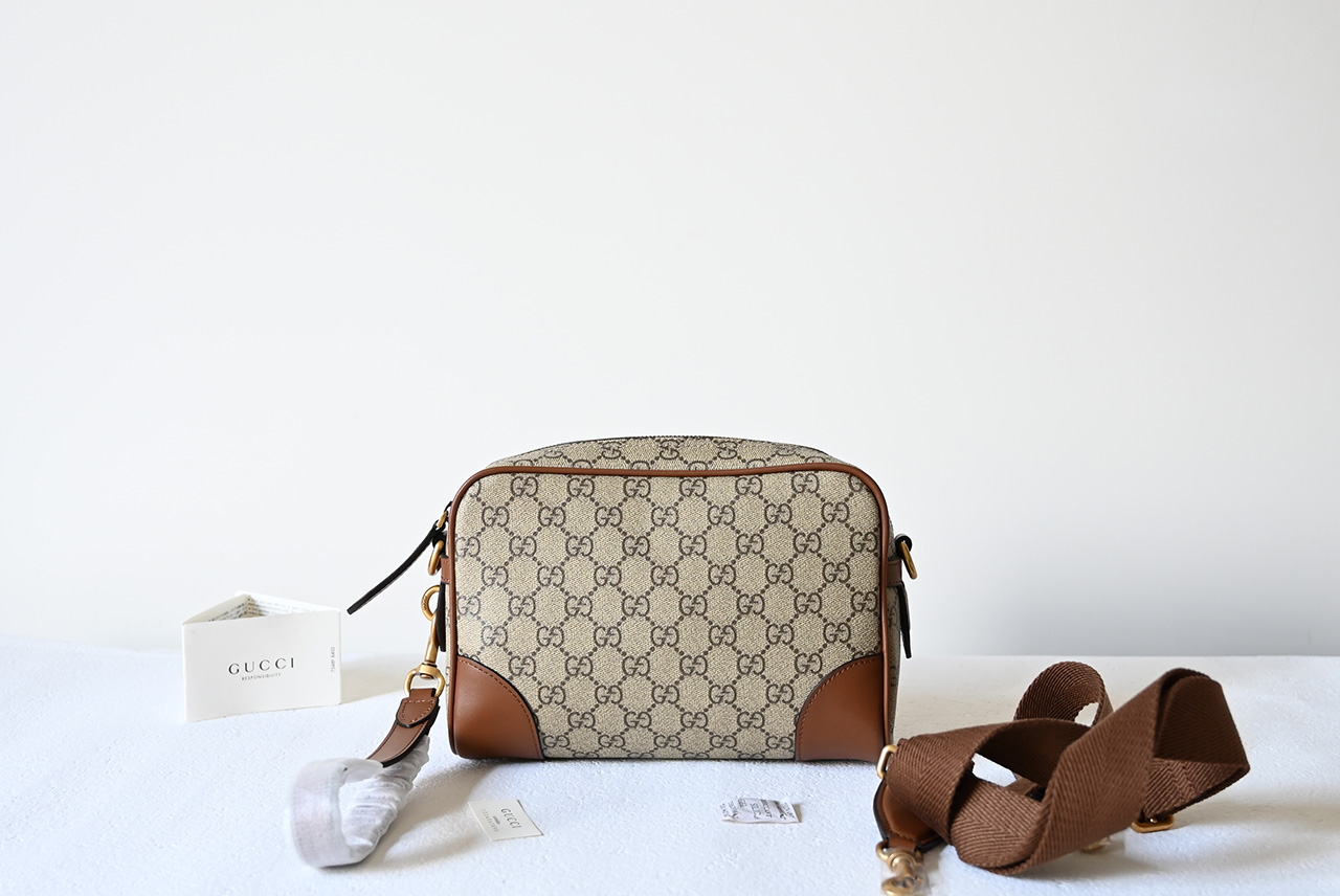 Gucci 821155 GG Emblem Small Crossbody Bag Beige