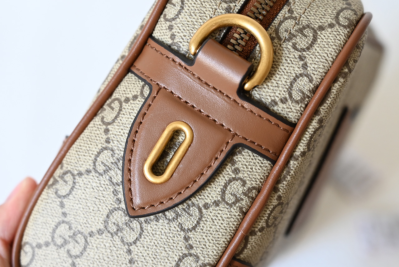 Gucci 821155 GG Emblem Small Crossbody Bag Beige