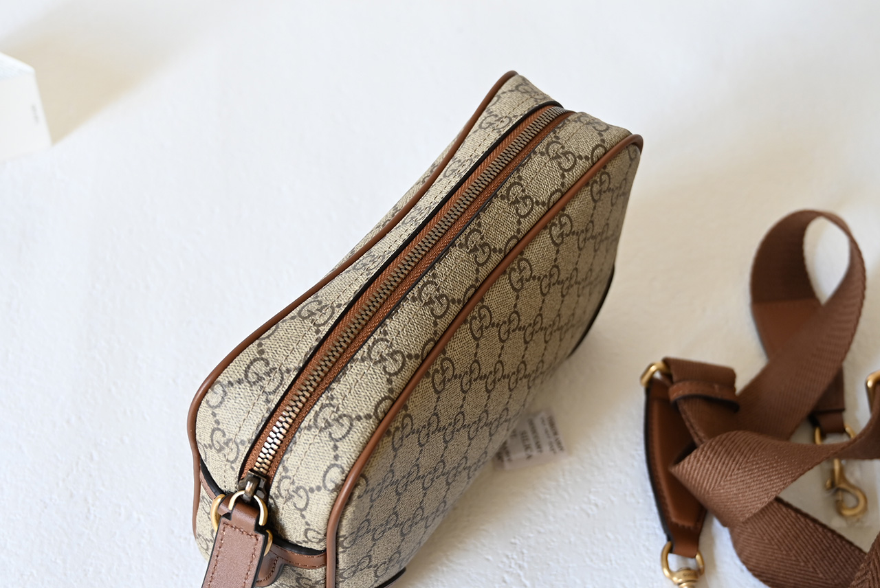 Gucci 821155 GG Emblem Small Crossbody Bag Beige