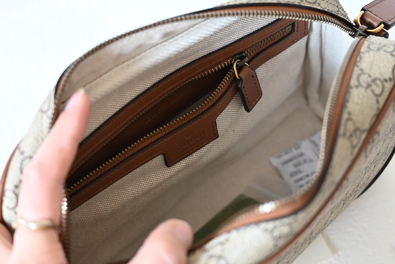 Gucci 821155 GG Emblem Small Crossbody Bag Beige