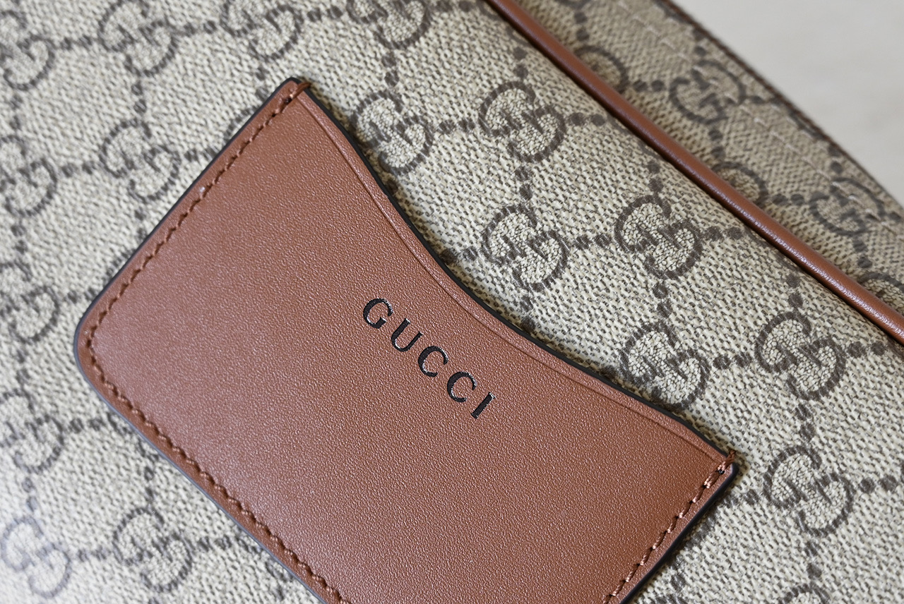 Gucci 821155 GG Emblem Small Crossbody Bag Beige
