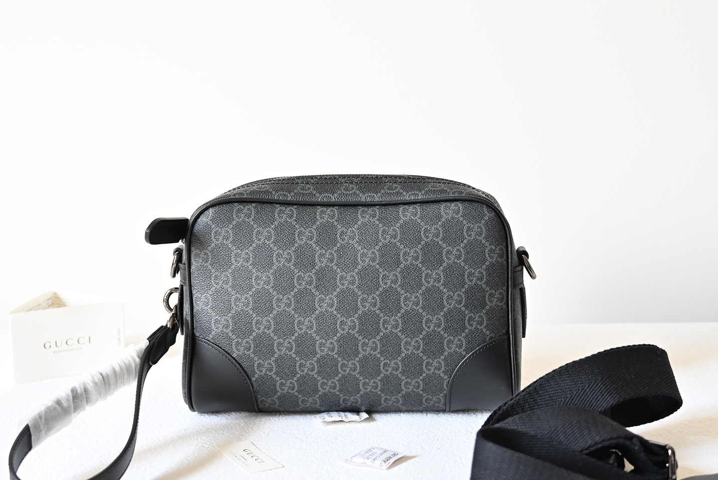 Gucci 821155 GG Emblem Small Crossbody Bag Black