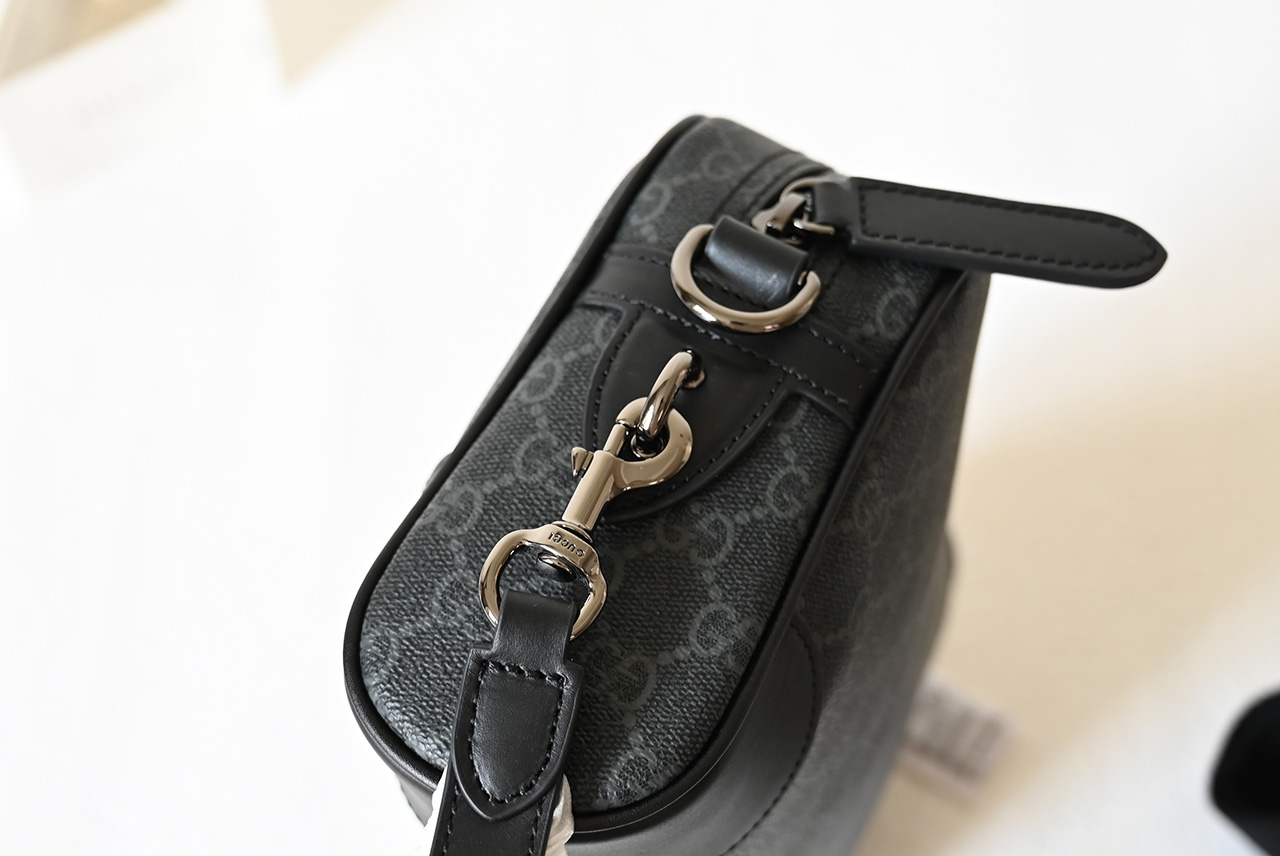 Gucci 821155 GG Emblem Small Crossbody Bag Black