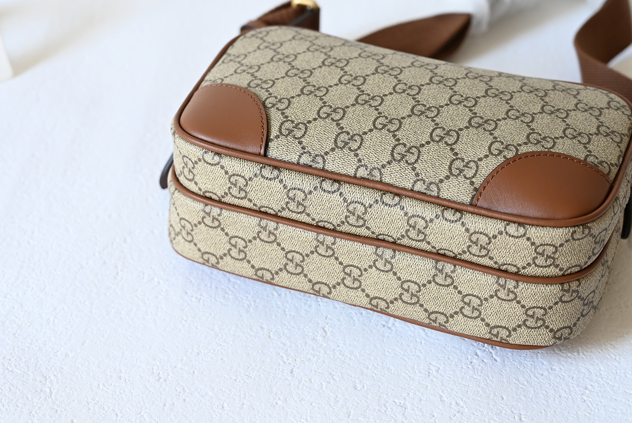 Gucci 821160 GG Emblem Eedium Crossbody Bag Beige