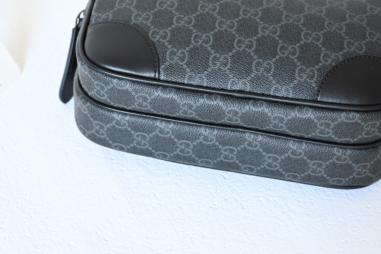 Gucci 821160 GG Emblem Eedium Crossbody Bag Black
