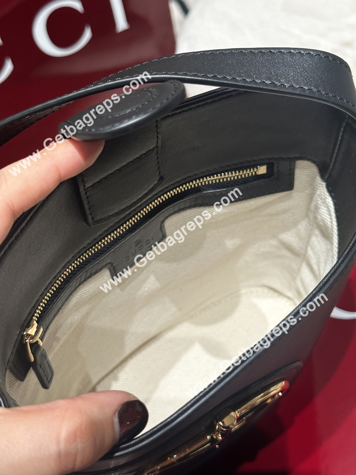Gucci 833665 73 Mini Bucket Bag Black Smooth Leather