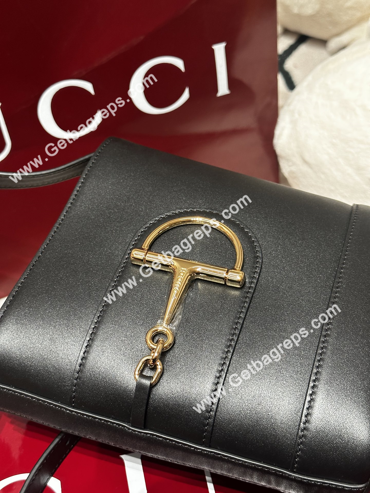 Gucci 833665 73 Mini Bucket Bag Black Smooth Leather