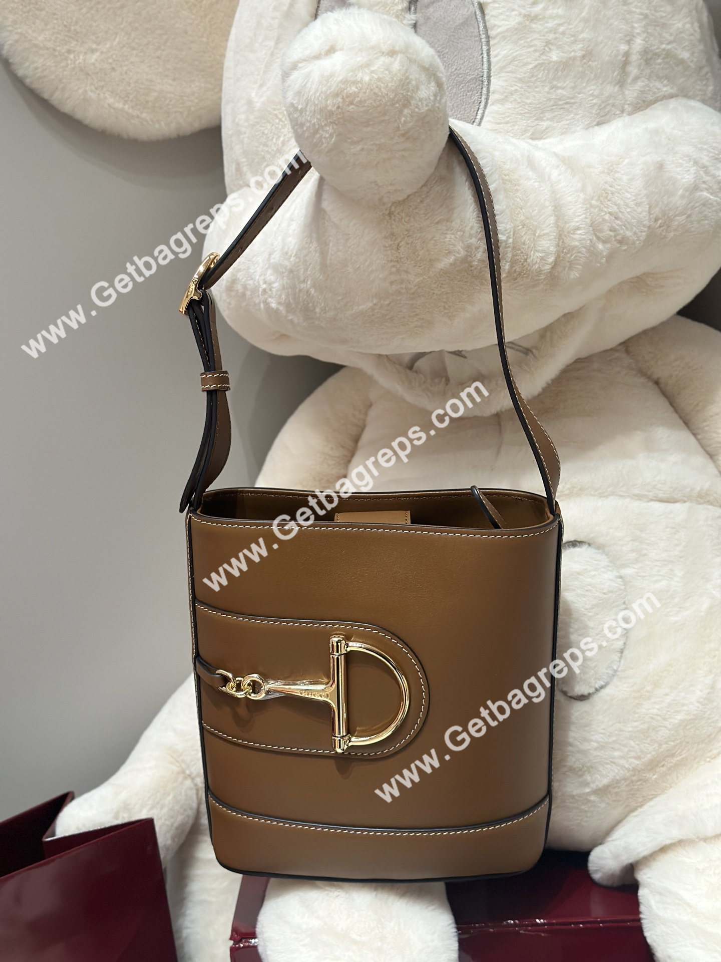 Gucci 833665 73 Mini Bucket Bag Brown Smooth Leather