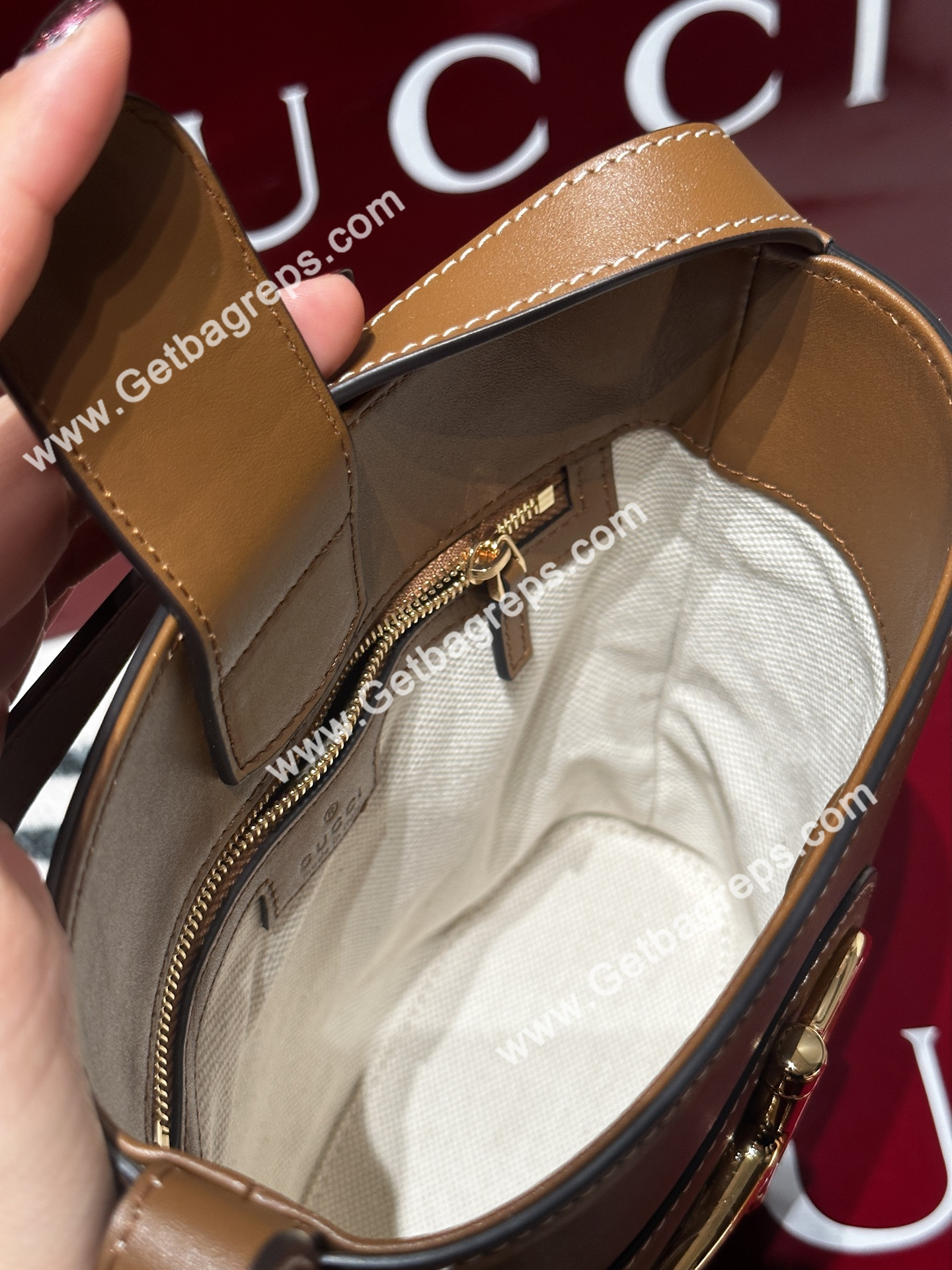 Gucci 833665 73 Mini Bucket Bag Brown Smooth Leather