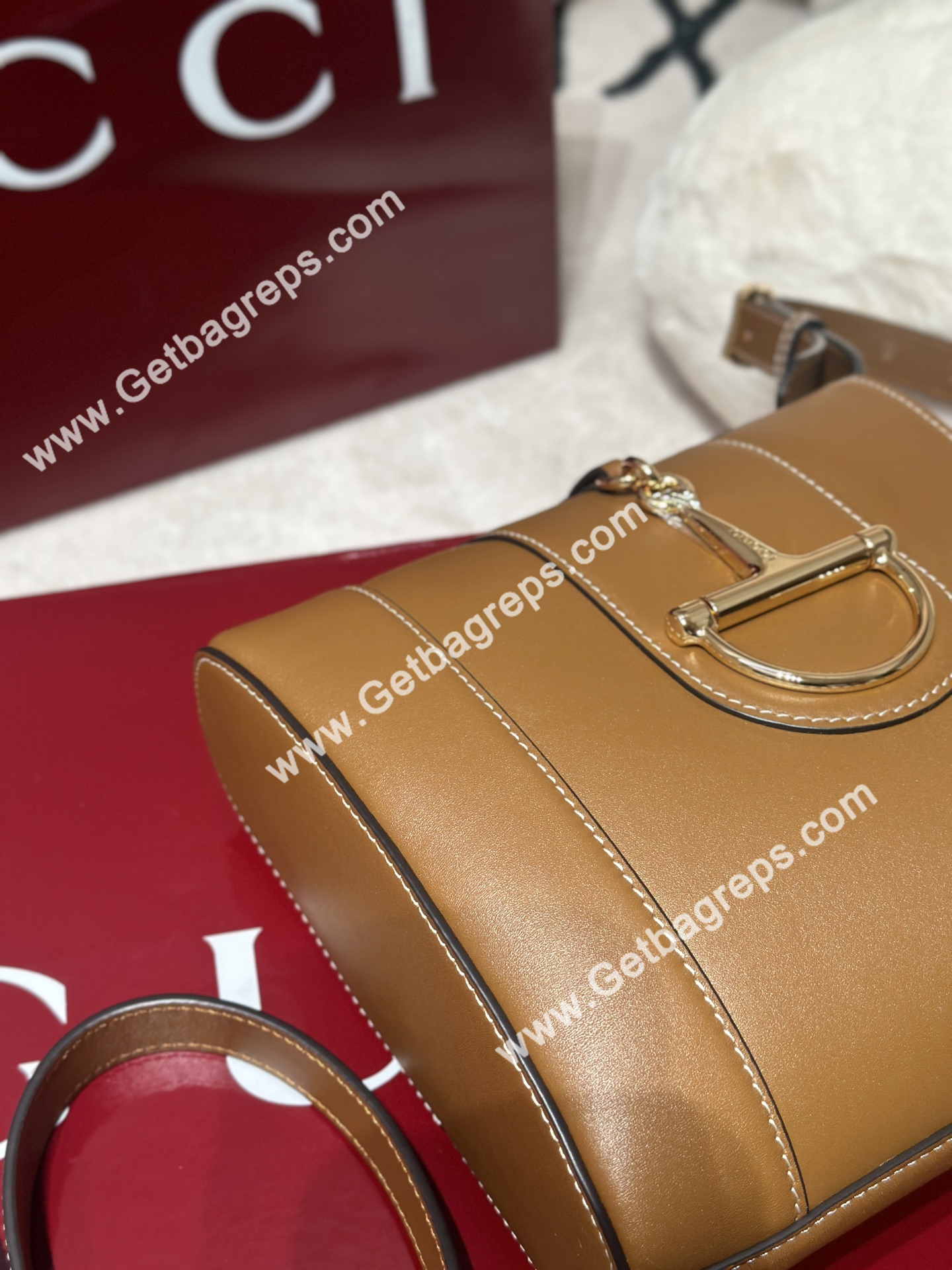 Gucci 833665 73 Mini Bucket Bag Brown Smooth Leather