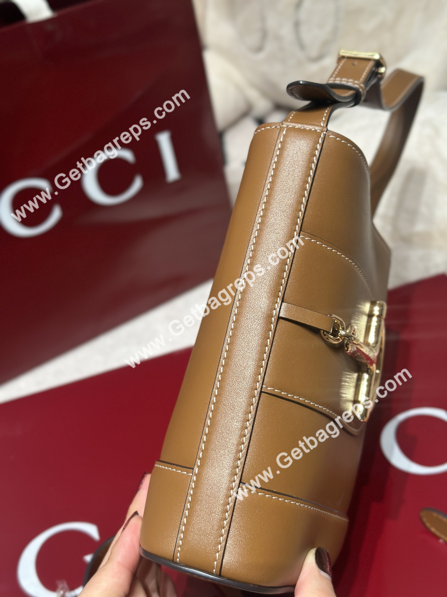 Gucci 833665 73 Mini Bucket Bag Brown Smooth Leather