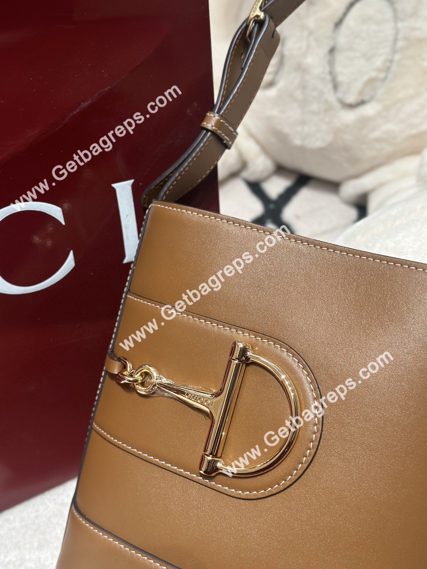 Gucci 833665 73 Mini Bucket Bag Brown Smooth Leather