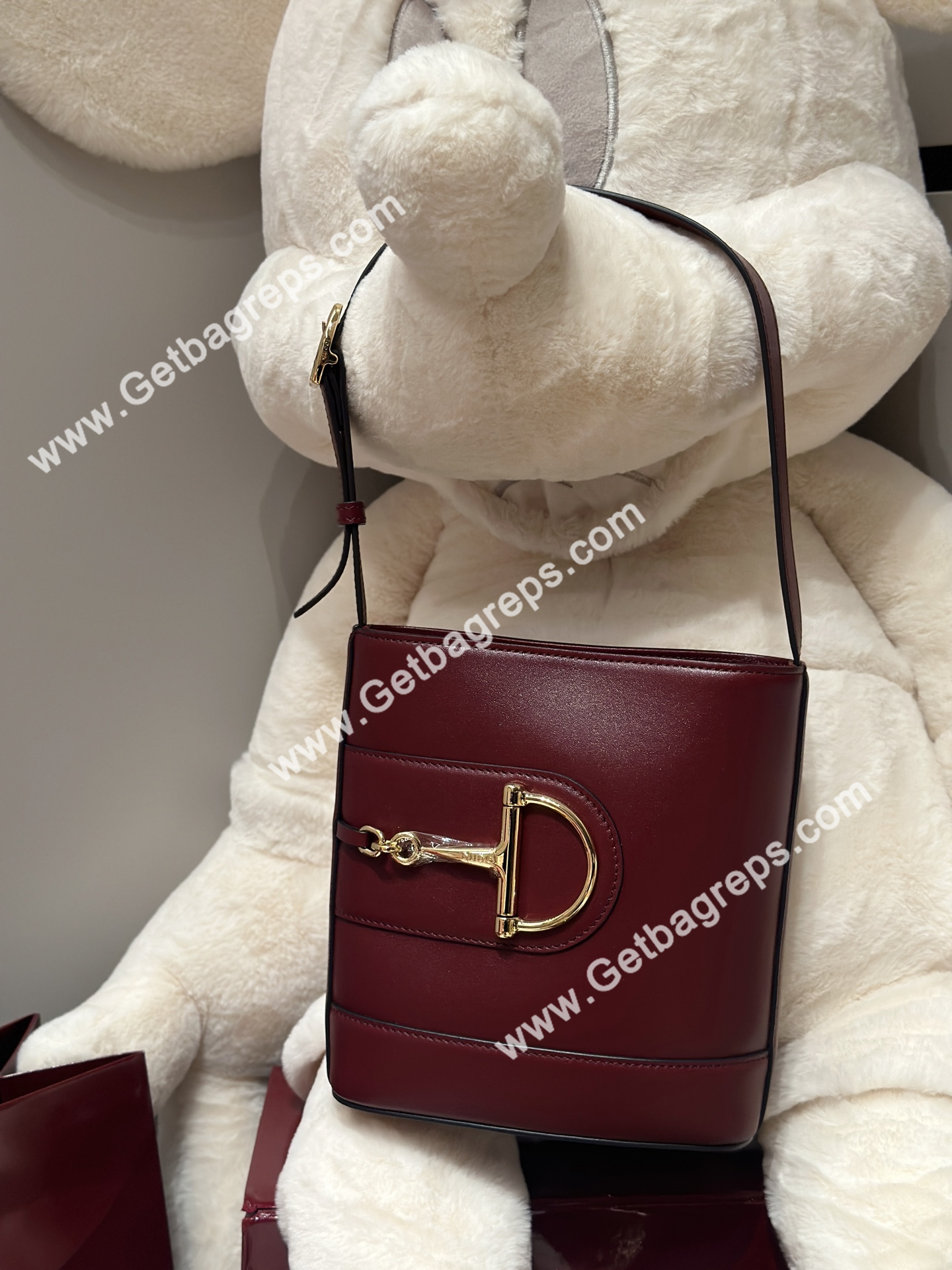 Gucci 833665 73 Mini Bucket Bag Dark Red Smooth Leather