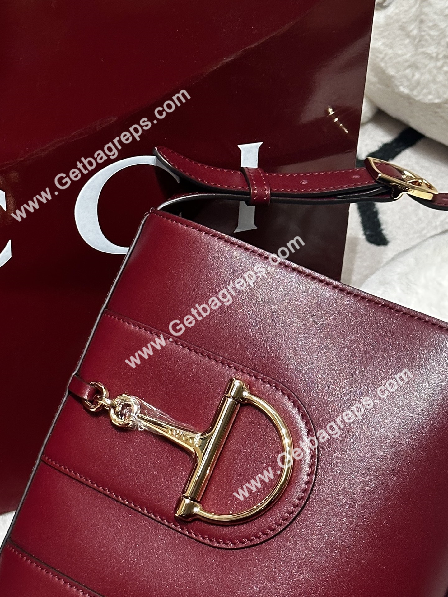 Gucci 833665 73 Mini Bucket Bag Dark Red Smooth Leather